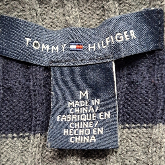 Striped V-Neck Sweater - Gray and Black   Size M - Picture 8 of 8